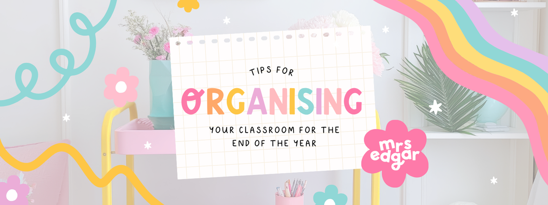 woman organising her desk for the end of the school year 