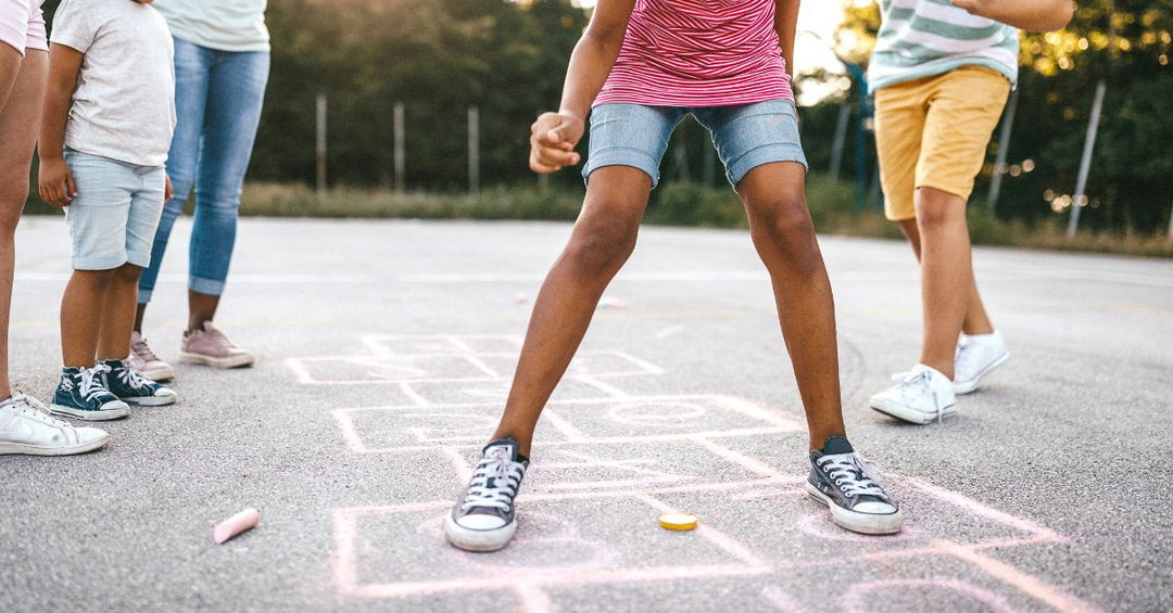 children playing hopscotch