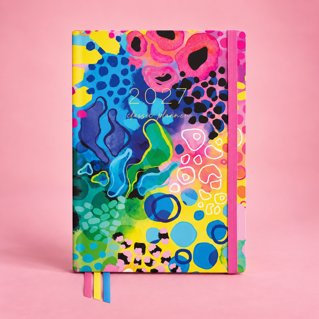 2027 Boom Classic Weekly Teacher Planner on a pink background