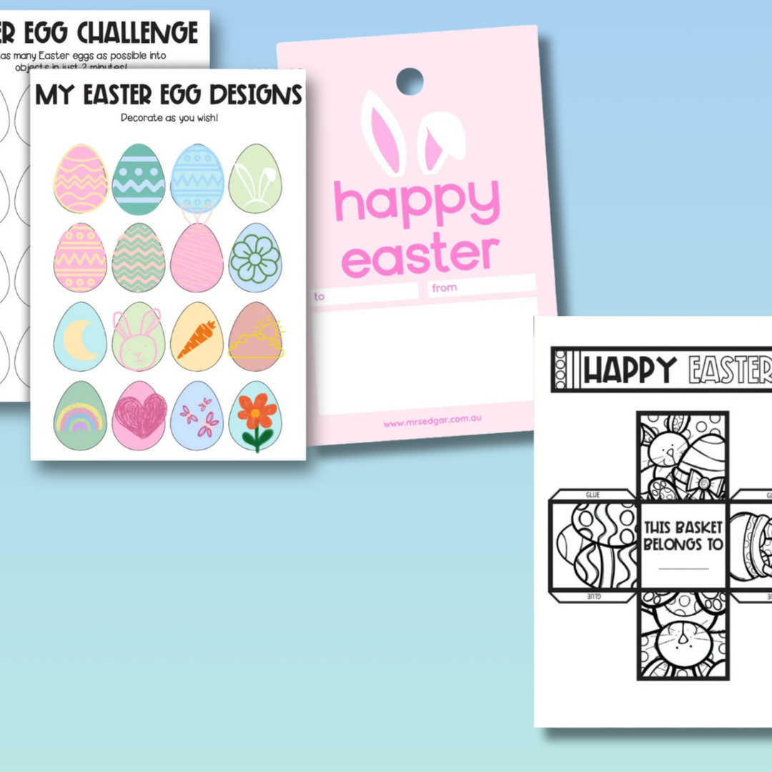 Cover image for Easter digital downloads featuring colourful and festive activities, including Easter eggs and seasonal designs for classroom fun.