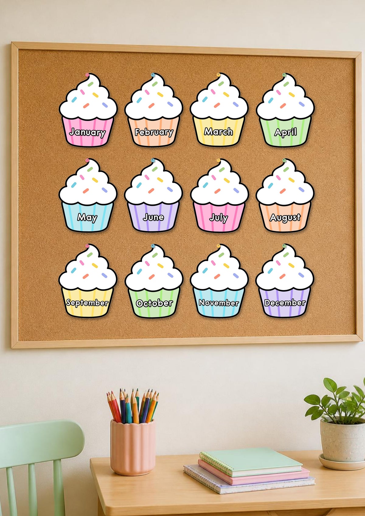 Birthday Display: Candles, Cupcakes & Cards | Gentle Classroom Decor