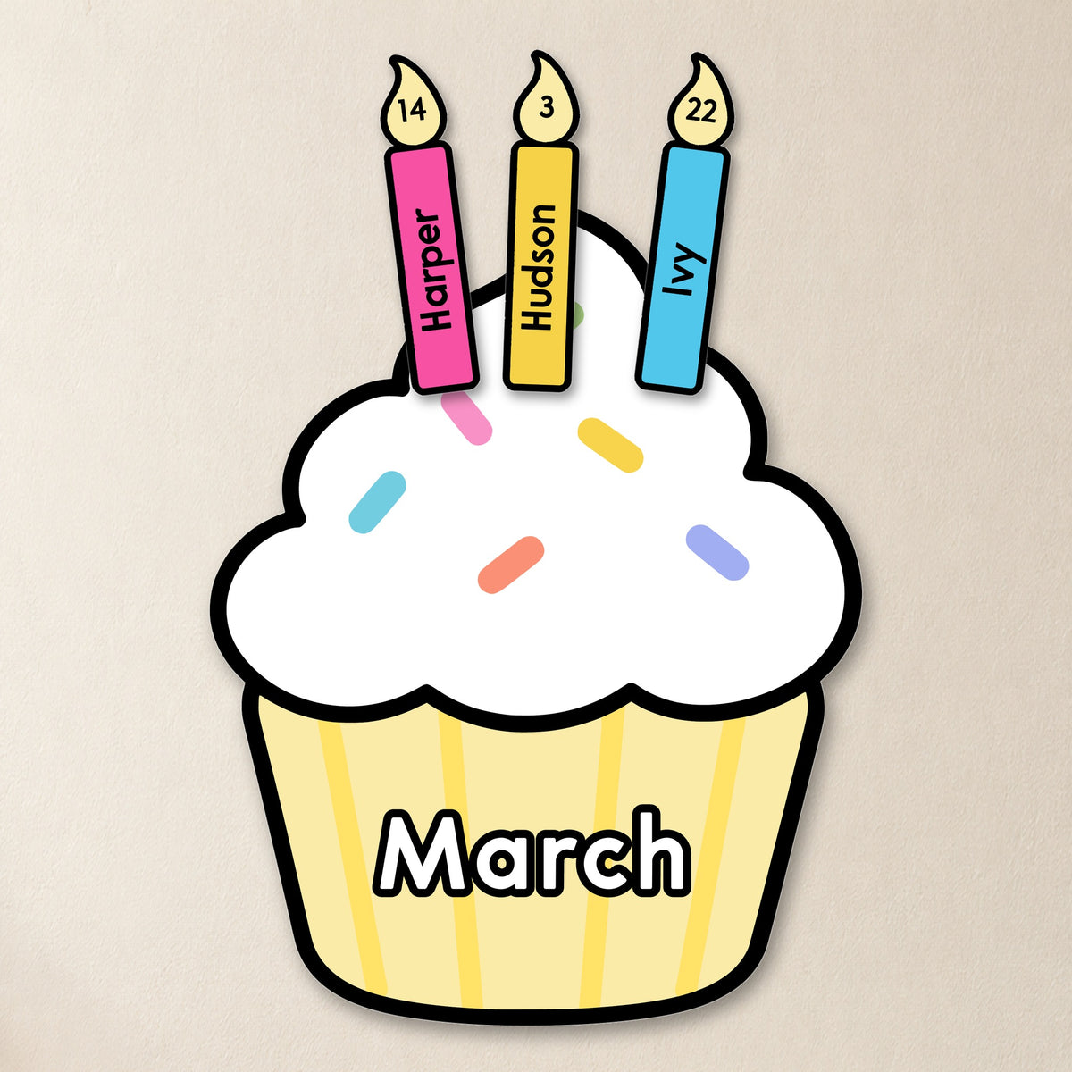 Birthday Display: Candles, Cupcakes & Cards | Gentle Classroom Decor