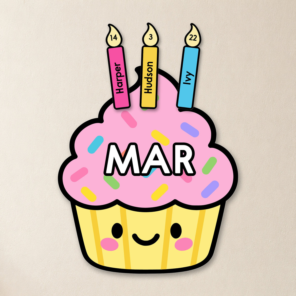 Birthday Display: Candles, Cupcakes & Cards | Gentle Classroom Decor