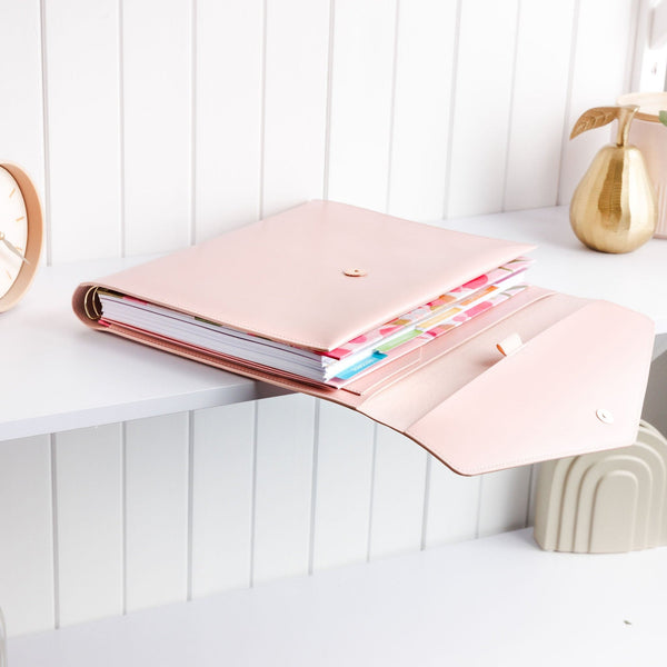 Blush Vegan Leather Teacher Planner Folio