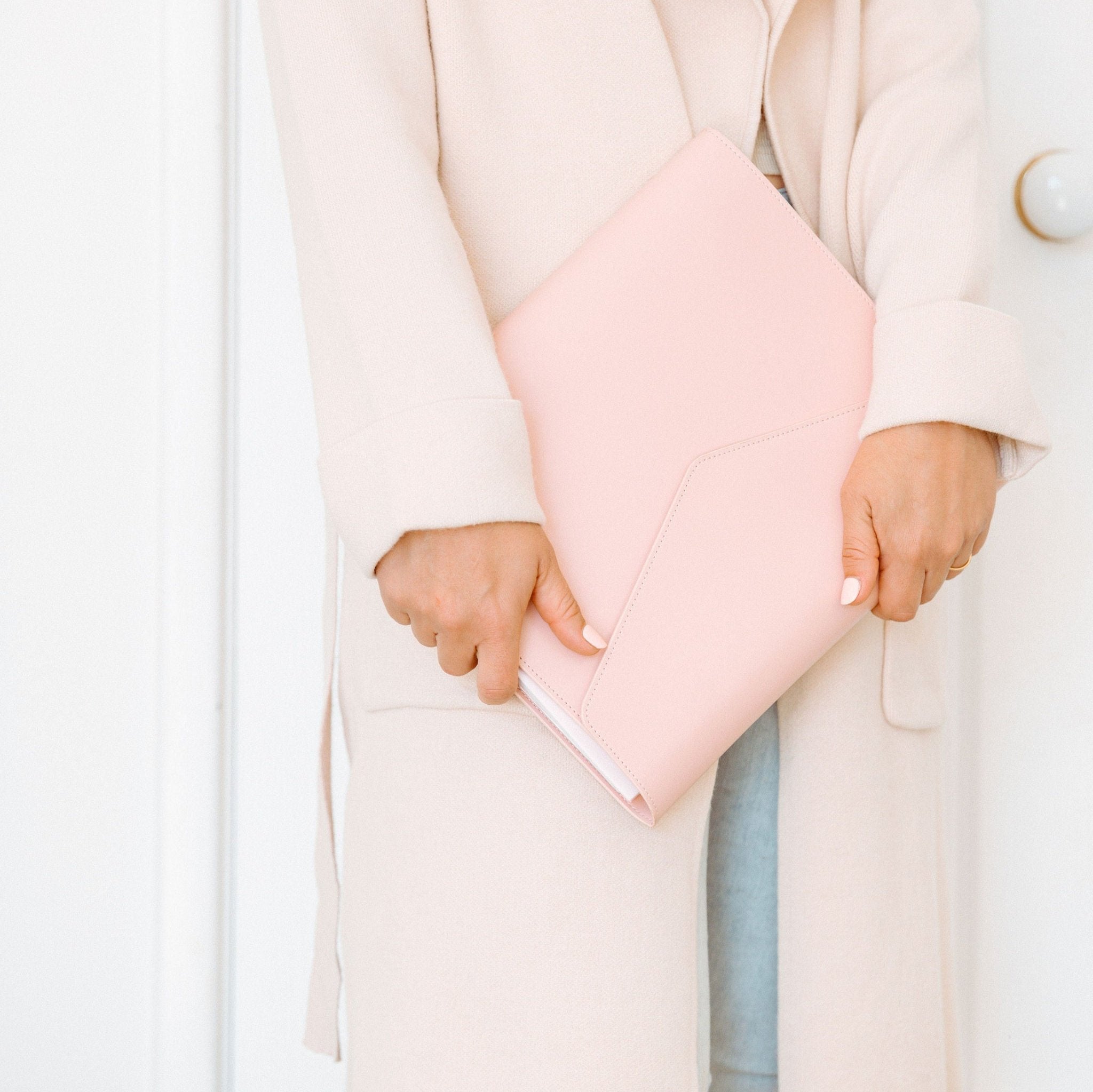 Blush Vegan Leather Teacher Planner Folio