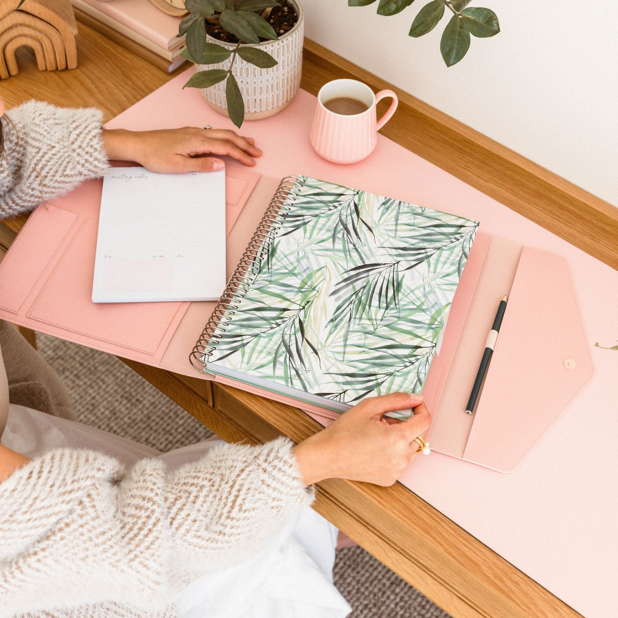 Blush Vegan Leather Teacher Planner Folio