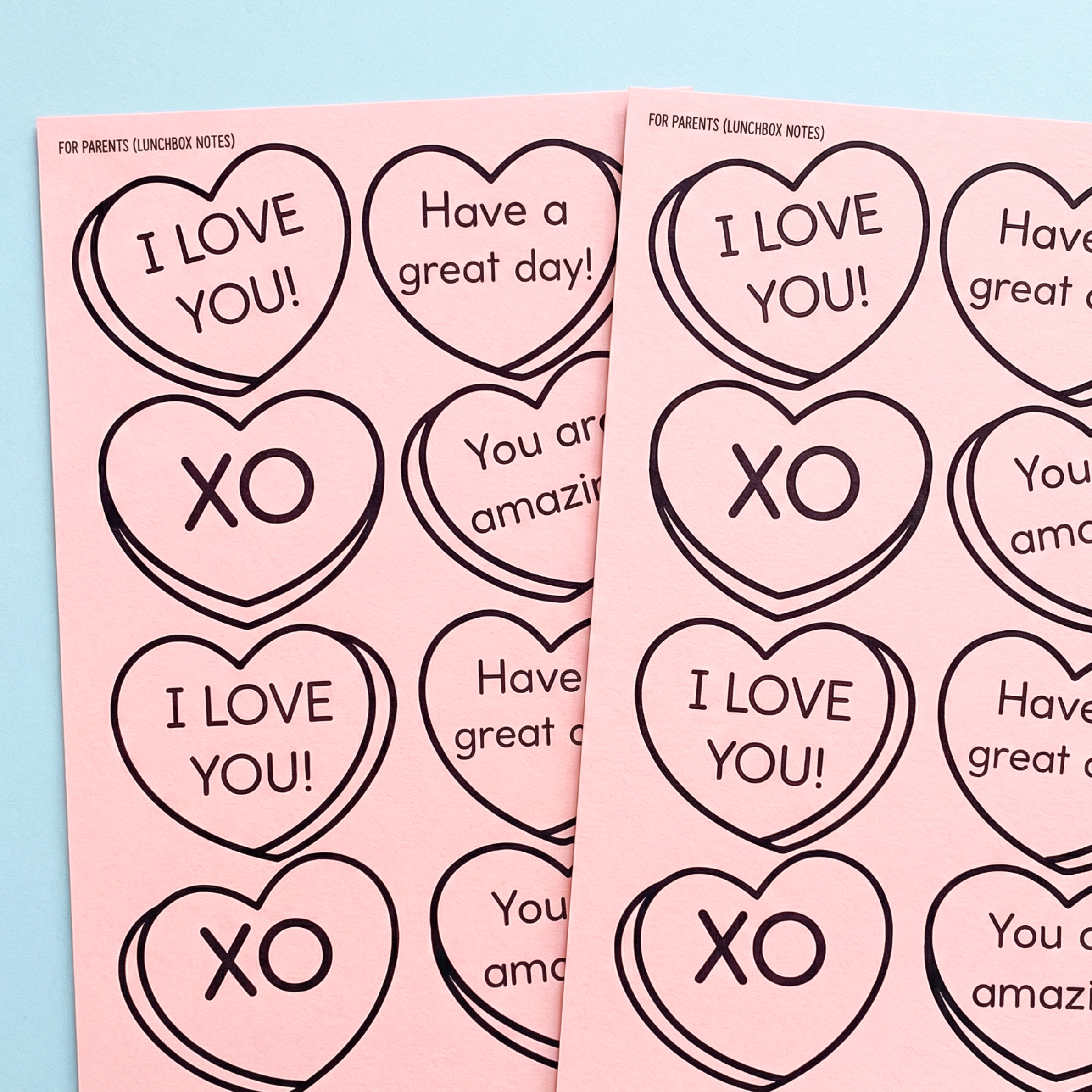 Sweet and encouraging lunchbox notes perfect for parents, teachers, and caregivers to add a little love to a child’s day. These printable heart-themed lunchbox notes include positive messages like “I Love You,” “Have a Great Day,” “XO,” and “You Are Amazing.” Ideal for Valentine’s Day, Mother’s Day, classroom rewards, back to school, lunchbox surprises, homeschool encouragement, and daily affirmations. Great for preschool, kindergarten, and primary students to boost confidence, connection, and emotional