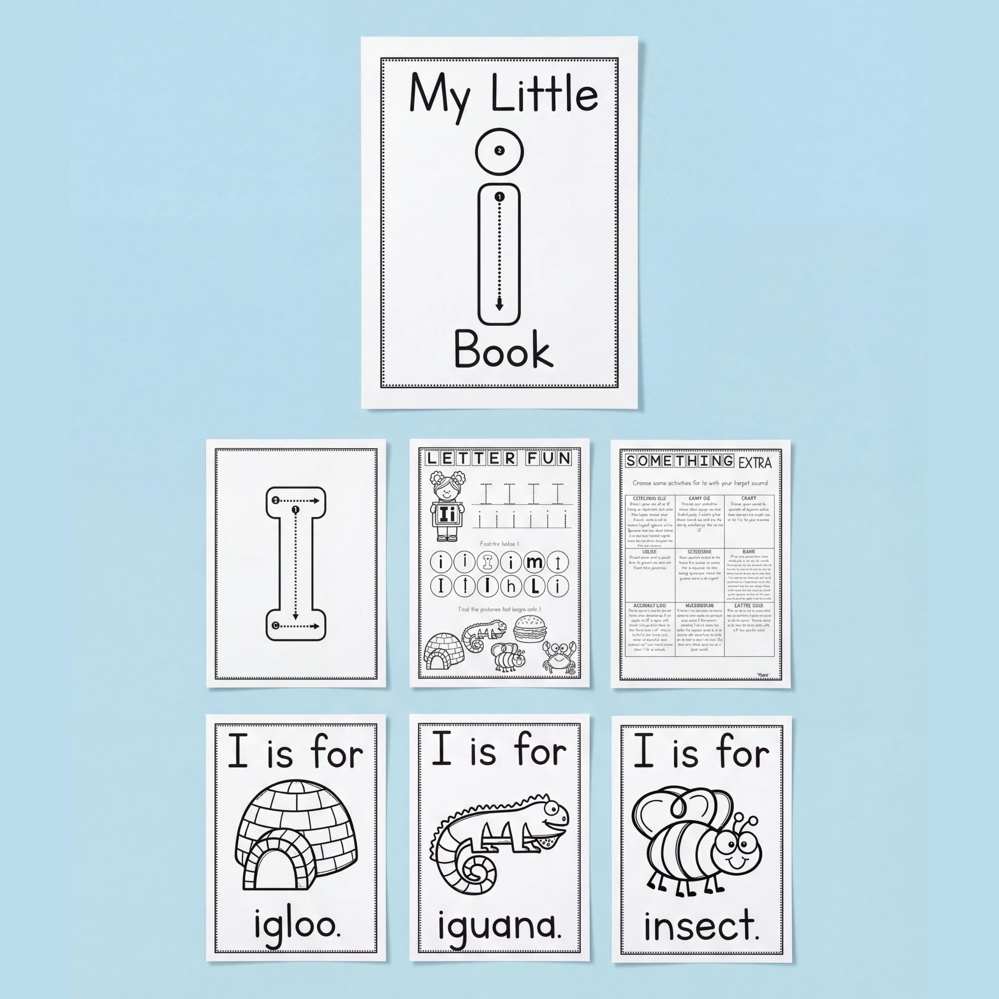 Letter I printable activity pack designed for preschool, kindergarten, prep, and early years literacy learning. This engaging phonics resource helps children recognise, trace, and practise the letter I through interactive worksheets, mini books, beginning sound activities, tracing cards, and vocabulary cards featuring igloo, iguana, and insect. Perfect for alphabet centres, morning work, homeschool learning, fine motor practice, handwriting development, and phonemic awareness activities in the classroom