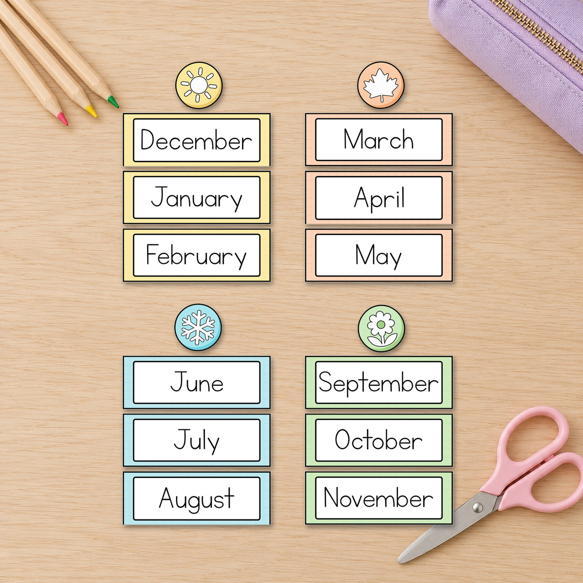 Months of the Year & Seasons | Gentle Classroom Decor