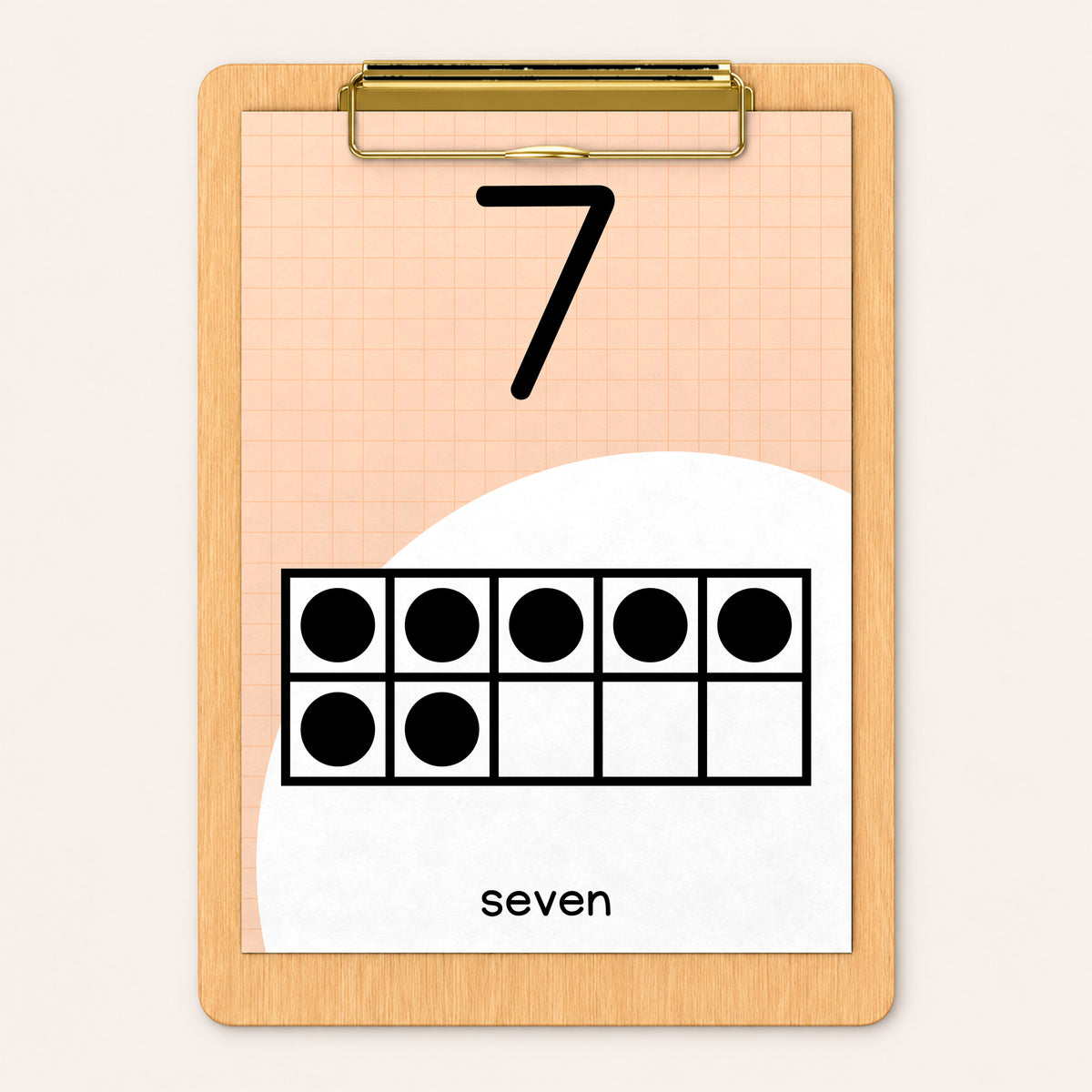 Number poster on a clipboard in soft Gentle colours