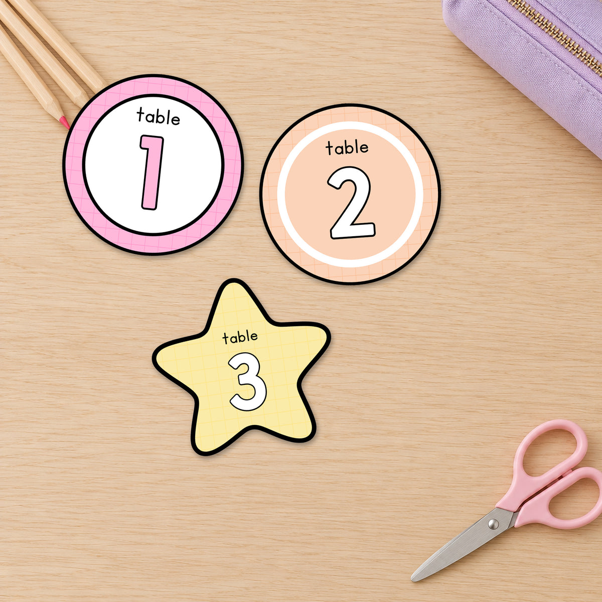 Table Circles, Stars & Numbers | Gentle Classroom Decor