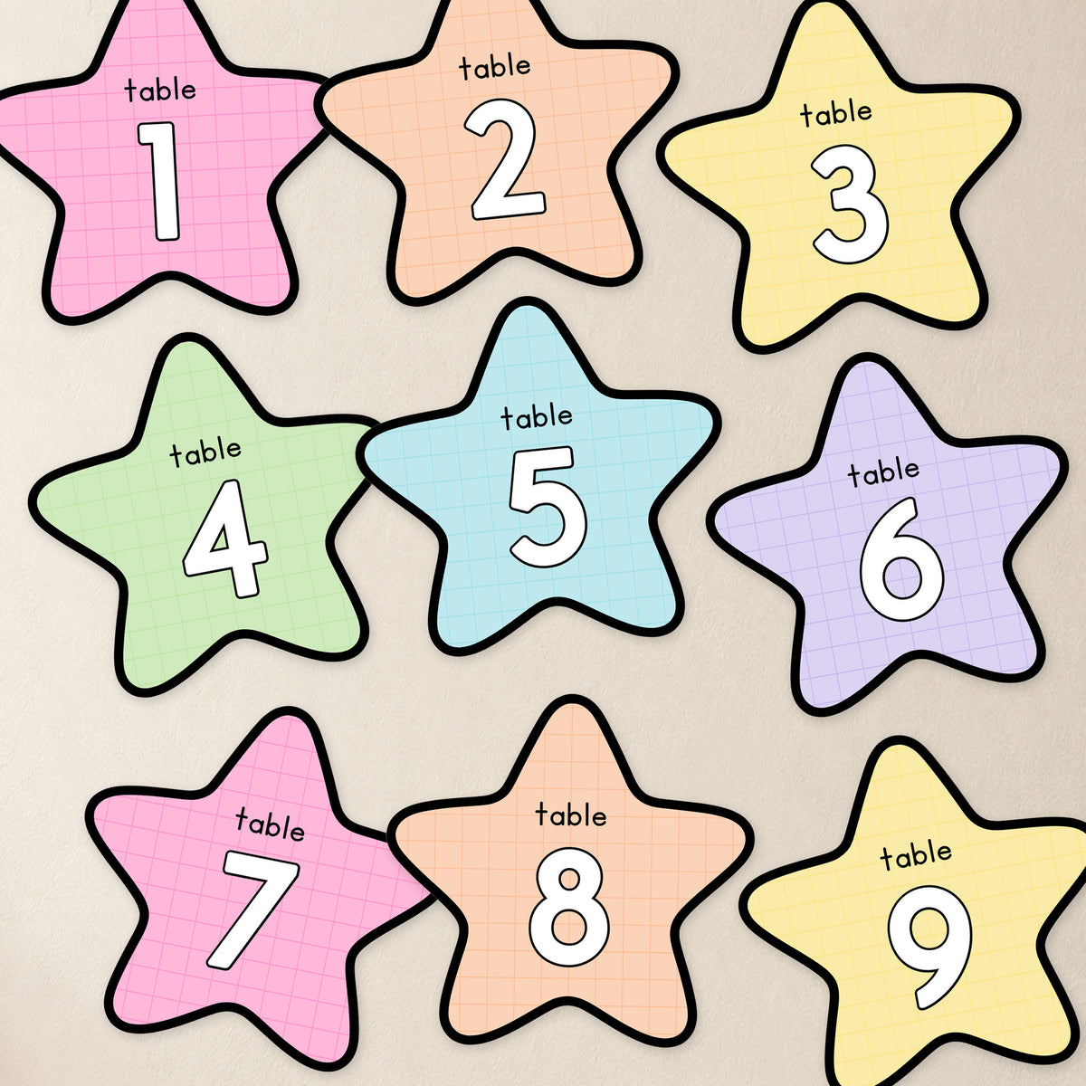 Table Circles, Stars & Numbers | Gentle Classroom Decor