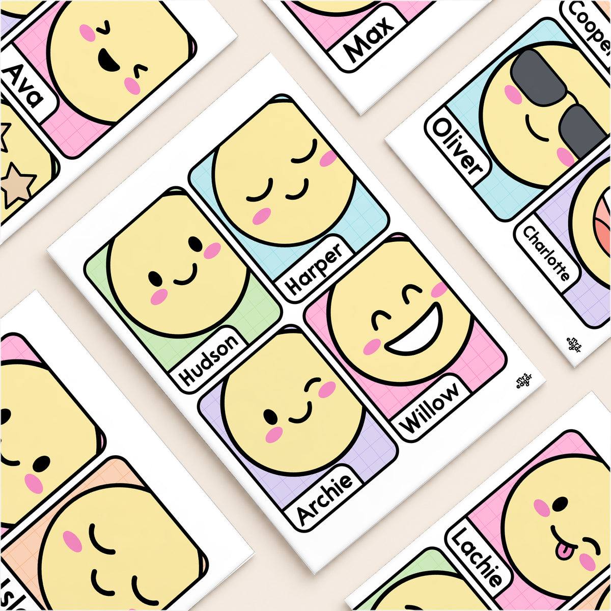 Door Display: Faces, Bubbles & Name Cards | Gentle Classroom Decor