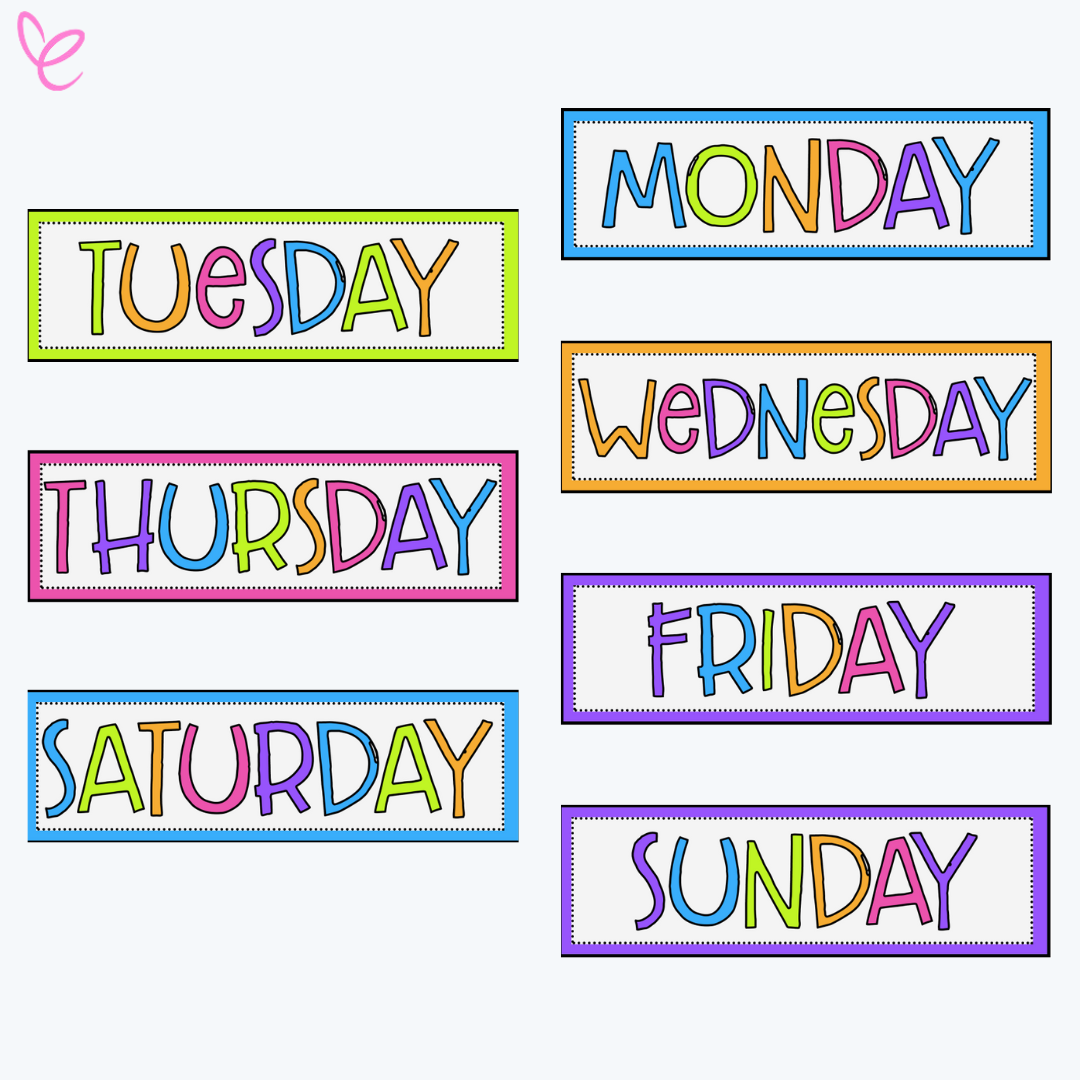 days-of-the-week-mrs-edgar for Days Of The Week Printable Free Days of the Week – Mrs Edgar for Days Of The Week Printable Free