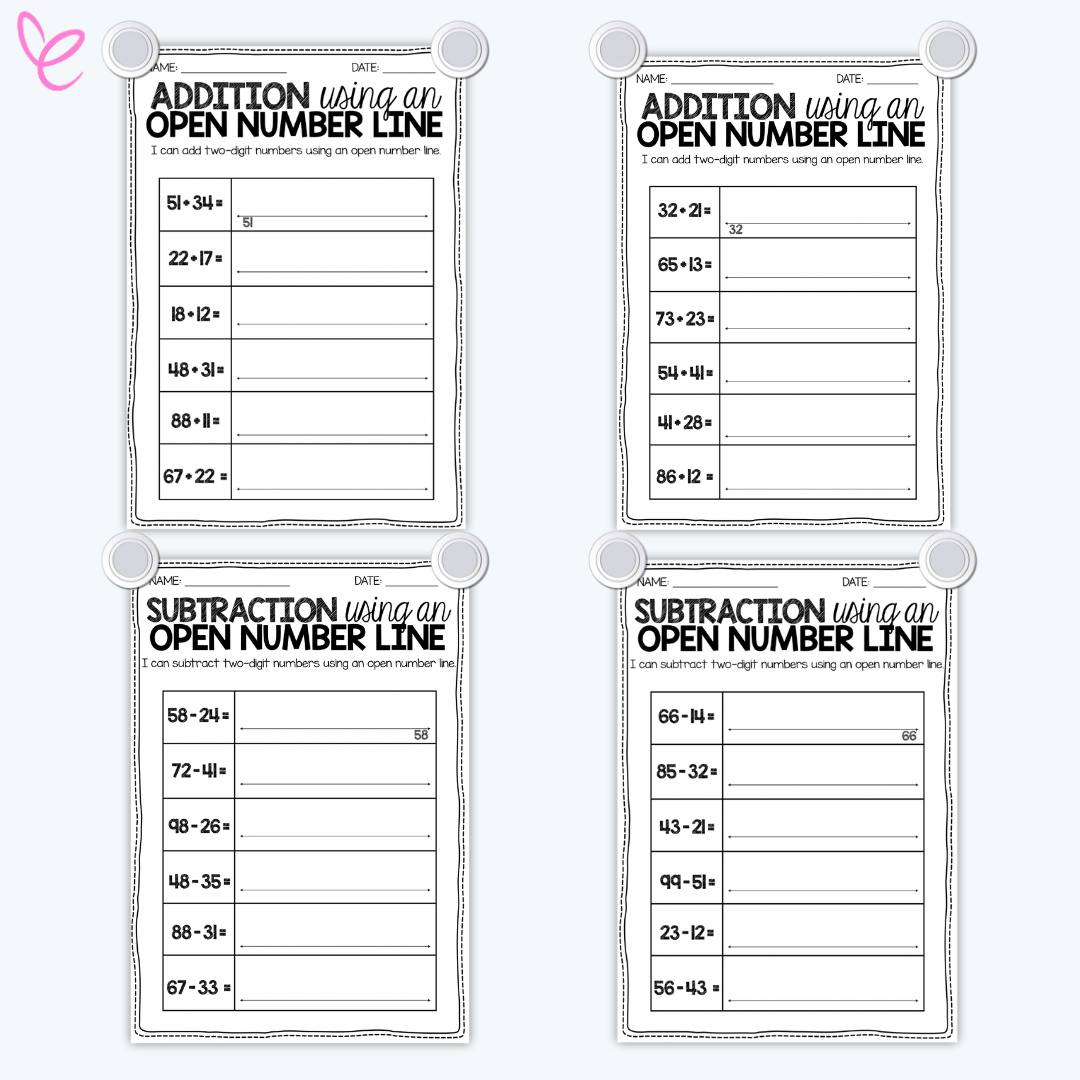 Master Addition & Subtraction with Open Number Lines digital math resource on a white background, designed for engaging classroom learning.
