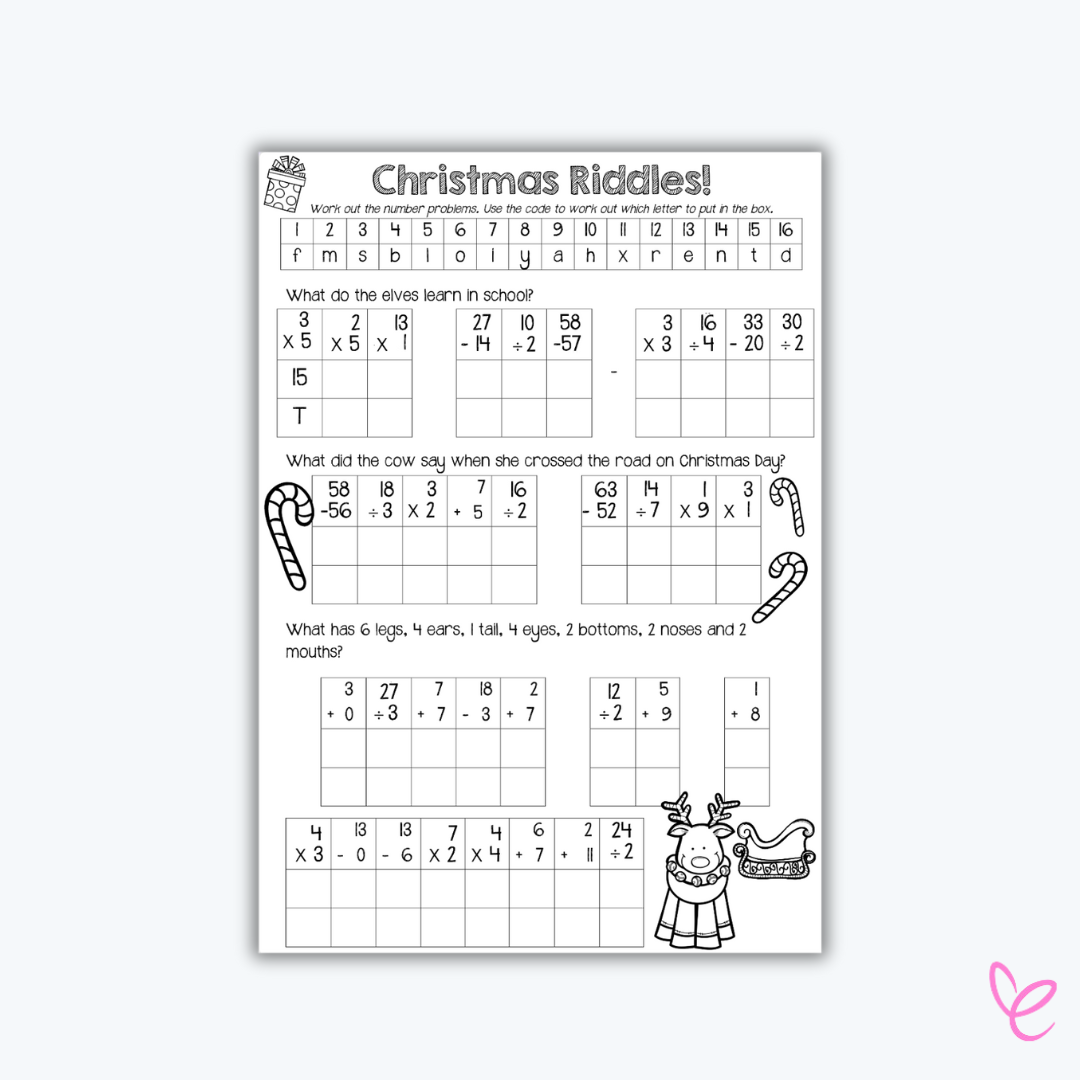 christmas-crack-the-code-riddles-mrs-edgar for Free Crack The Code Math Worksheets Printable Christmas Crack the Code Riddles – Mrs Edgar for Free Crack The Code Math Worksheets Printable
