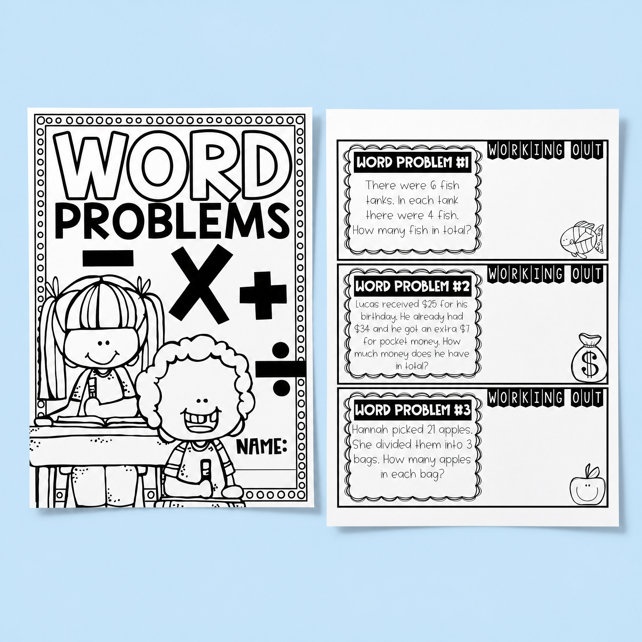 A comprehensive word problem activity pack designed to help students apply addition, subtraction, multiplication, and division strategies in real-world contexts. These engaging worksheets encourage critical thinking, problem-solving, and mathematical reasoning, making them perfect for independent practice, maths rotations, homework, or small group instruction.