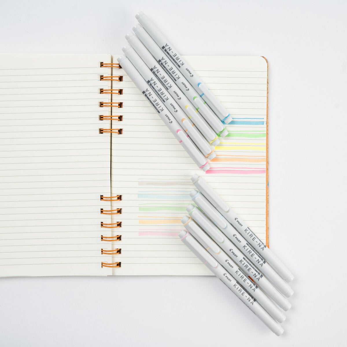 Teacher highlighters PILOT Kire-Na dual tip 5 pack in Pale and Basic colour sets, chisel and bullet tip highlighters for classroom marking and planning