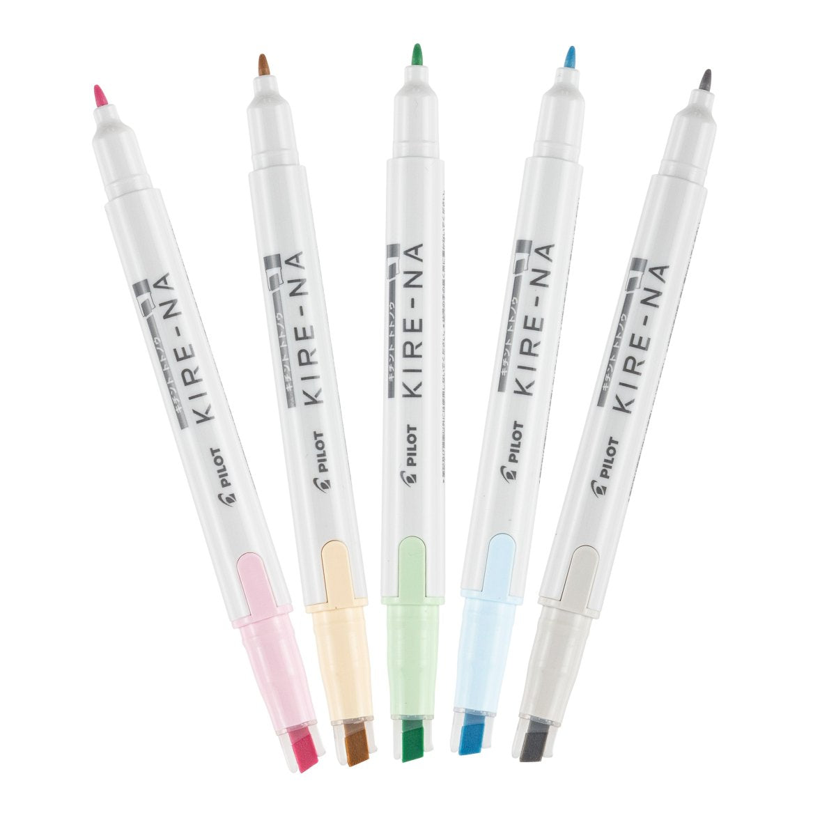 PILOT Kire-Na Pale highlighter set of 5 laid flat, pastel dual tip teacher highlighters for planners, journaling and colour coding