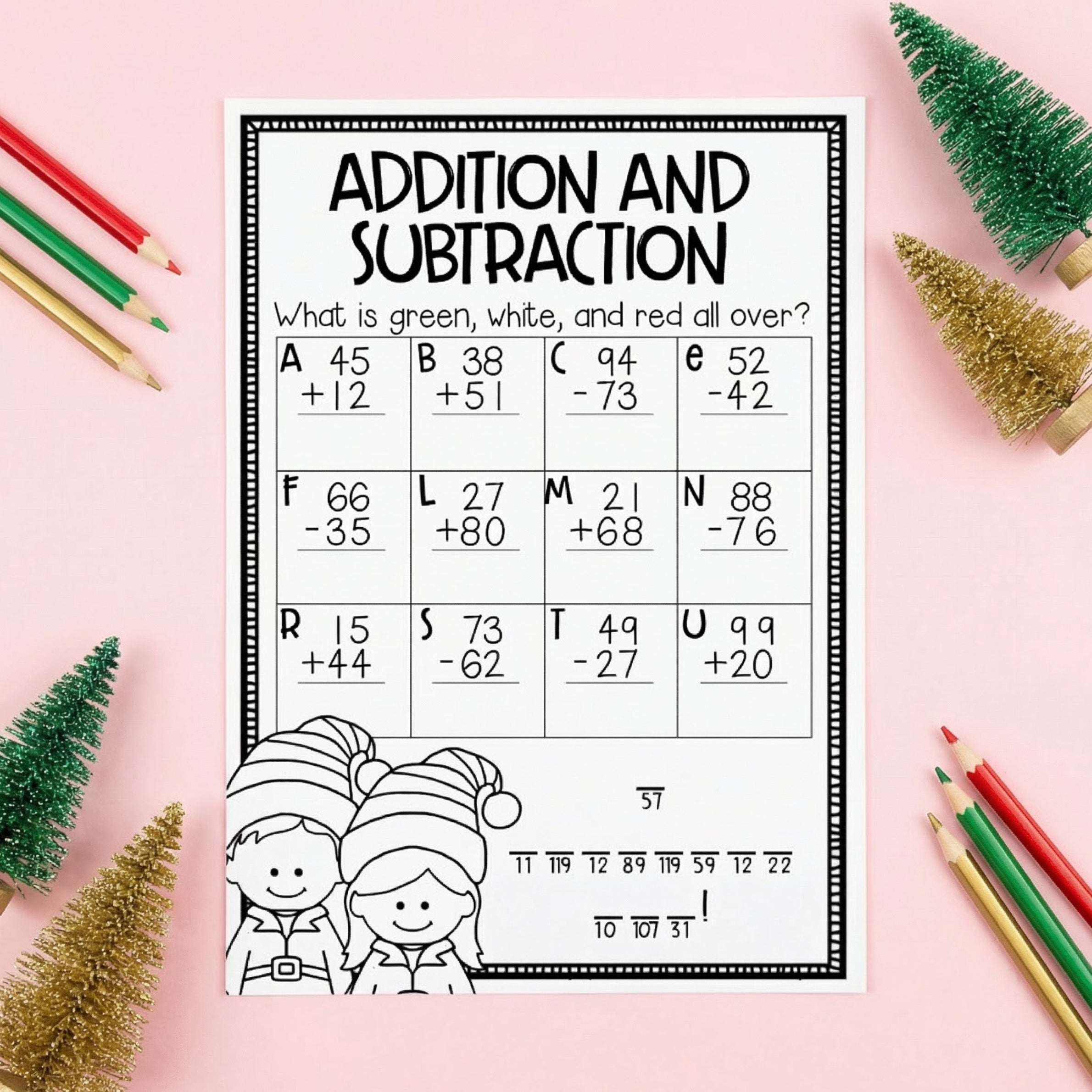 Christmas Addition & Subtraction Crack the Code
