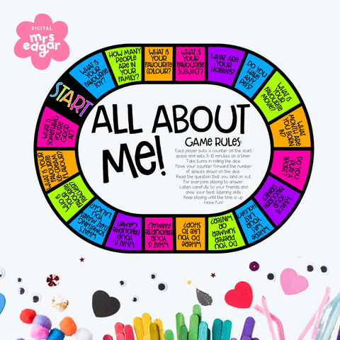 All About Me Back to School Board Game