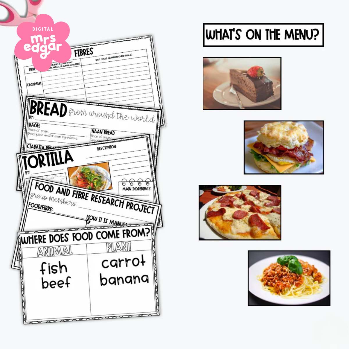 Engaging Food and Fibre lessons for Year 3/4, featuring various foods and fibre materials with interactive activities and detailed plans.