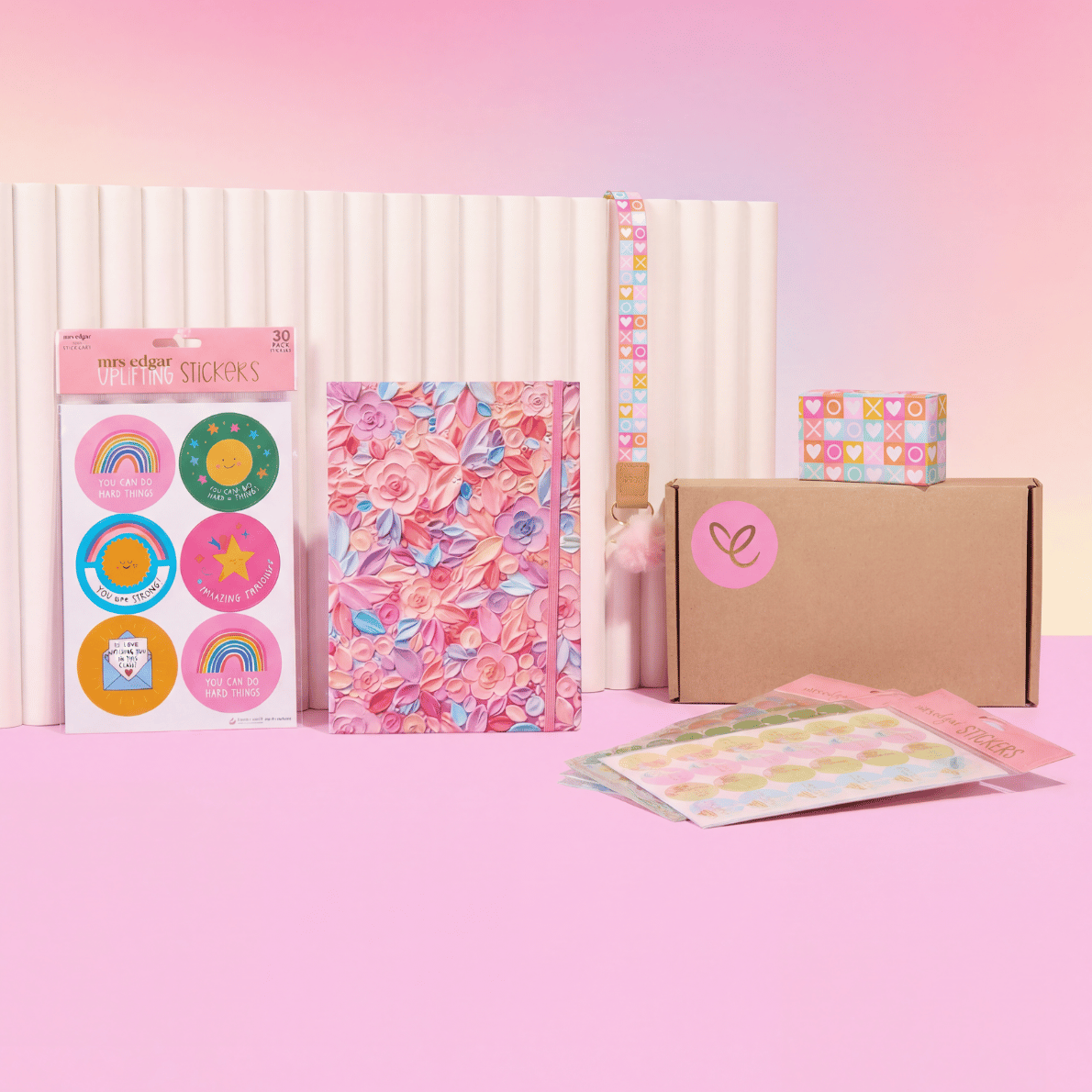Teacher stationery gift set with uplifting stickers, notebook, lanyard and accessories, perfect teacher supplies for classroom organisation and motivation