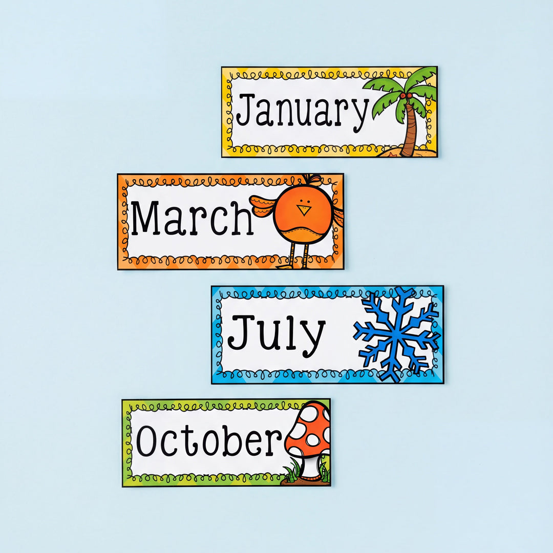 Classroom display posters illustrating Australian seasonal months, showing all months of the year with colourful visuals.
