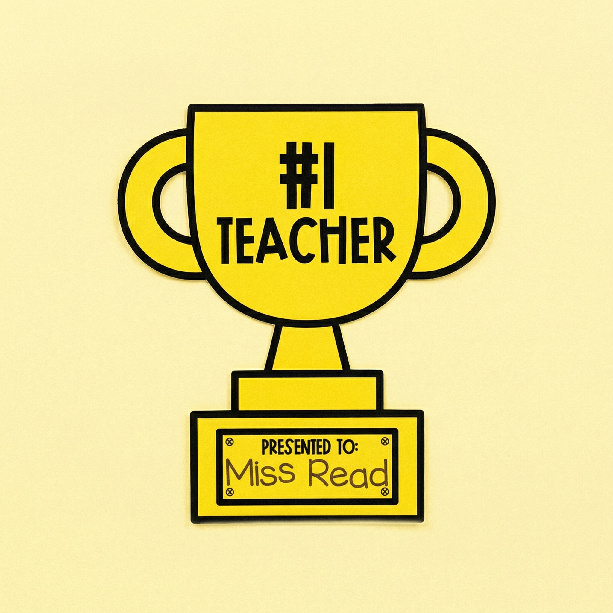 #1 Teacher trophy craft for teacher appreciation, World Teachers’ Day, thank-you gifts, and classroom displays.
