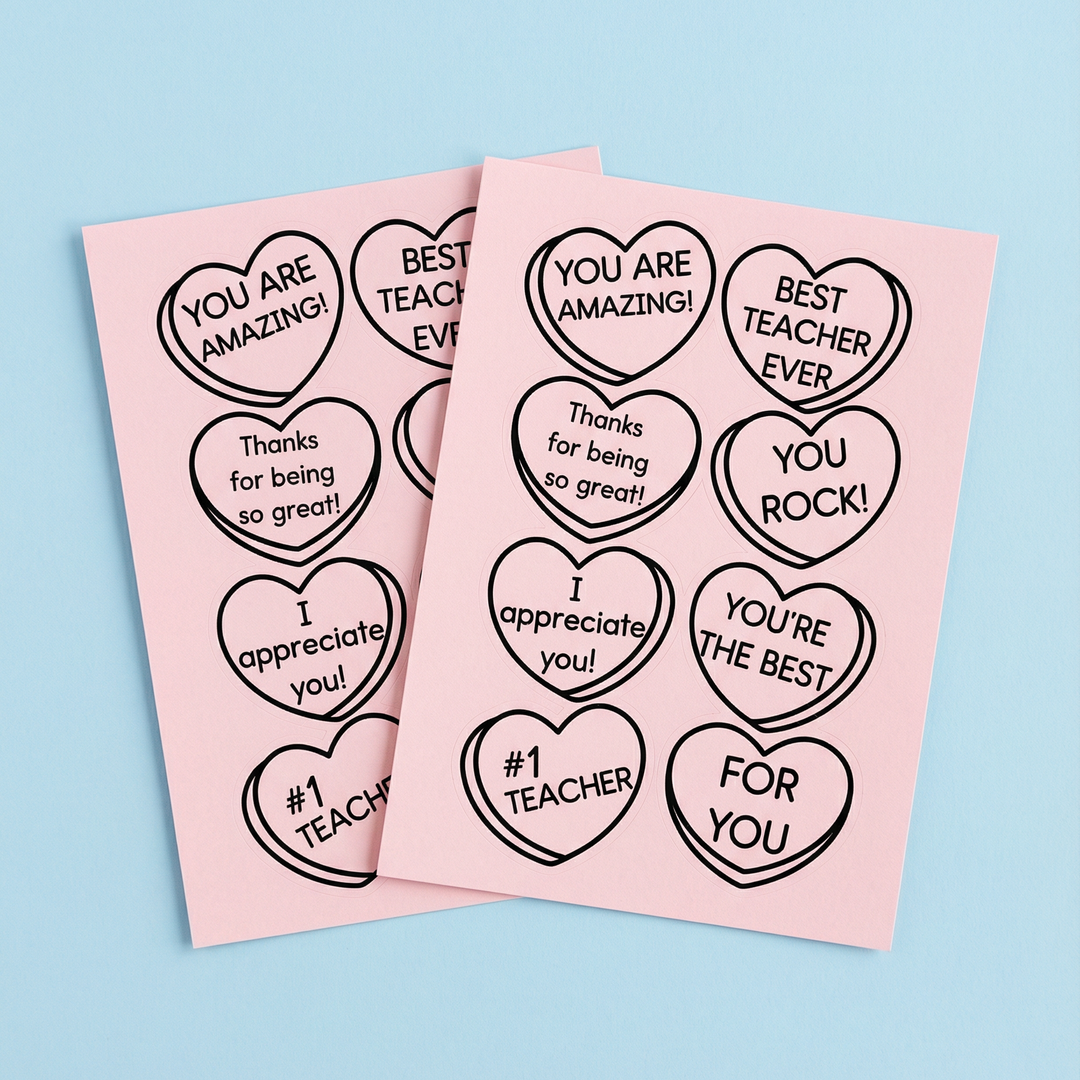 A simple and thoughtful Valentine’s Day appreciation activity perfect for students to create for teachers, staff, classmates, or family members. These printable heart messages feature positive phrases such as “You Are Amazing,” “Best Teacher Ever,” and “I Appreciate You,” making them ideal for kindness activities, friendship celebrations, classroom rewards, and Valentine’s Day crafts. Students can colour, cut out, and gift the hearts as cards, tags, or decorations while practising fine motor skills 