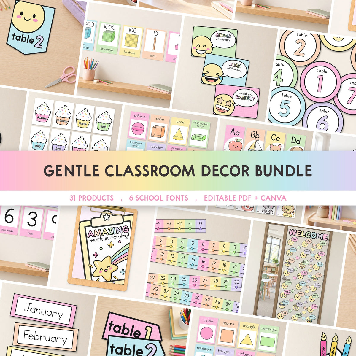 Gentle Classroom Decor Set