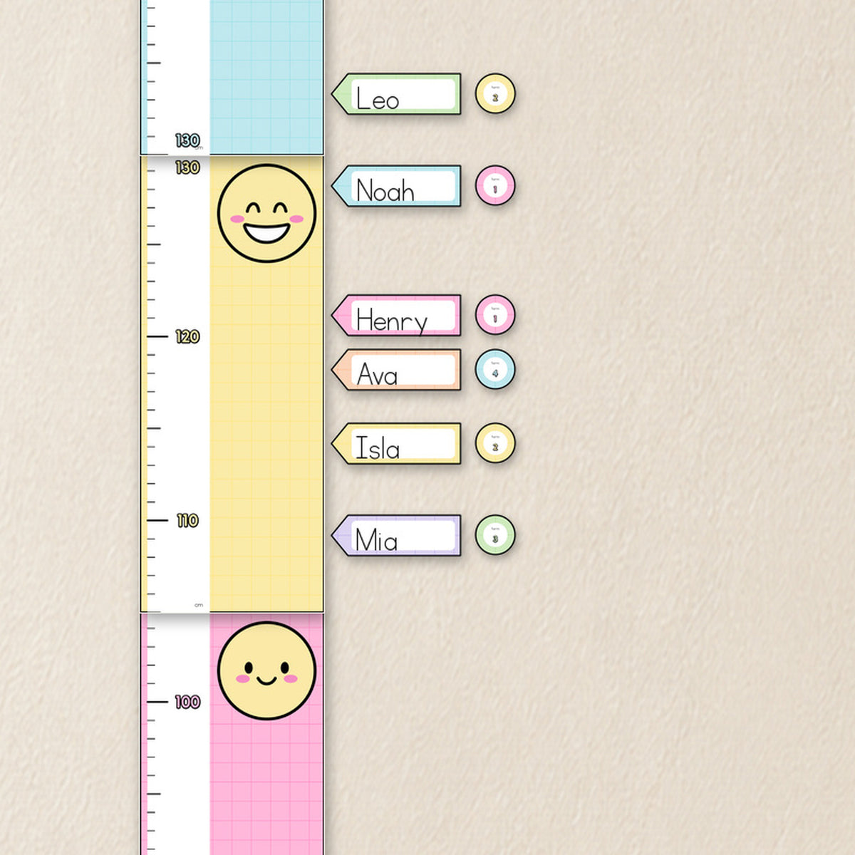 Class Height Chart & Record Cards | Gentle Classroom Decor
