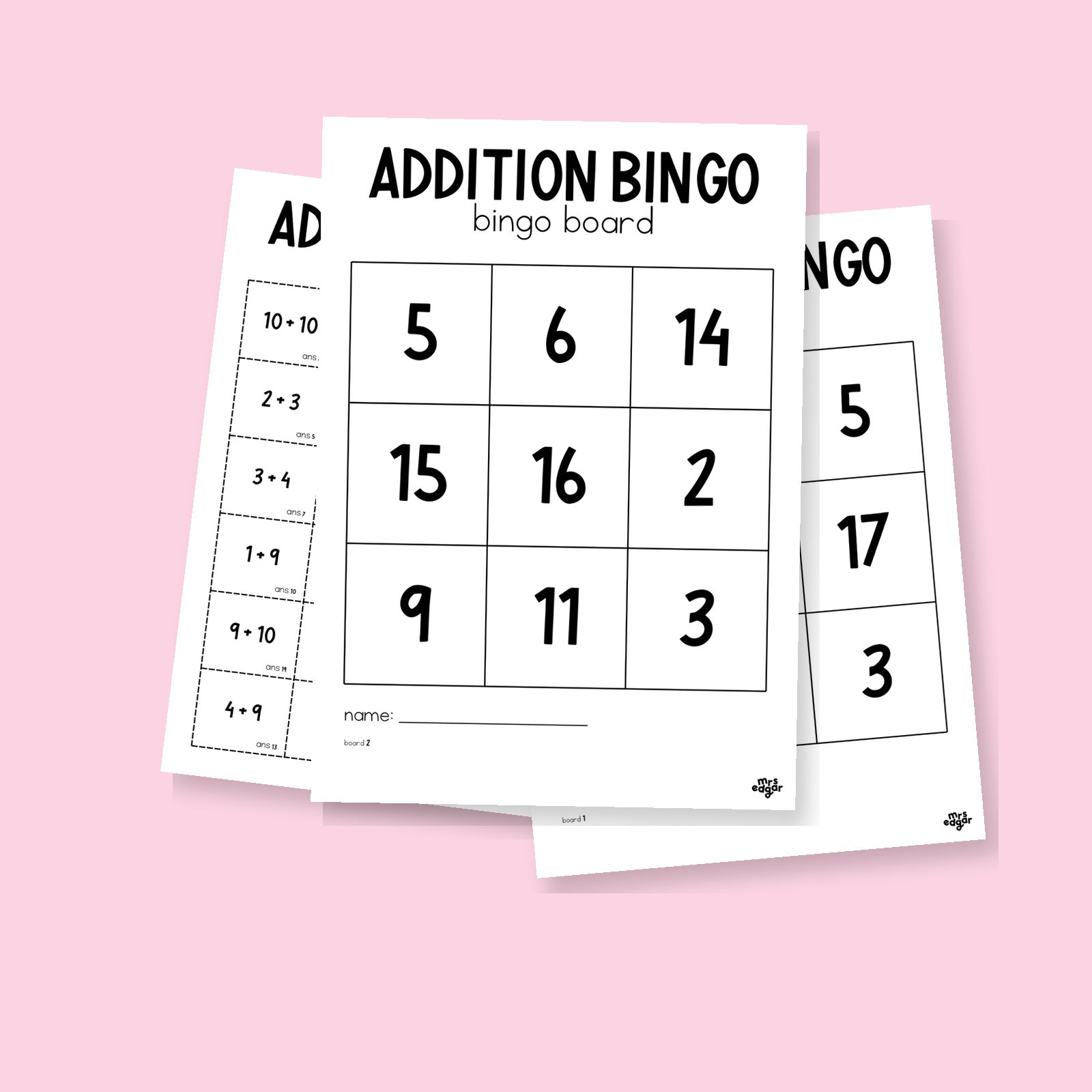 Addition Bingo Game | Addition to 20 | Years 1–2 Maths