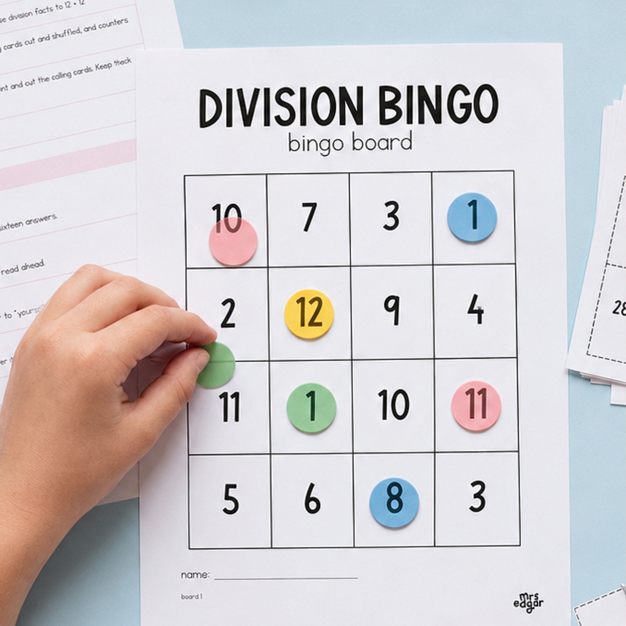 Division Bingo Game | Division Facts | Years 3–4 Maths