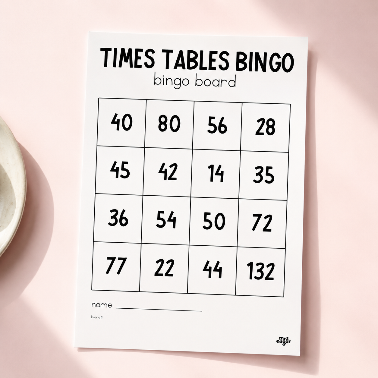 Times Tables Bingo Game | Multiplication Facts | Years 3–6 Maths
