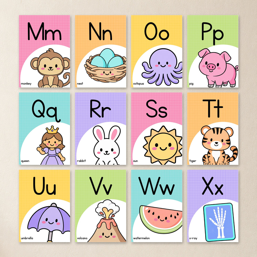 Alphabet Posters & Flashcards | Bright Classroom Decor | Mrs Edgar