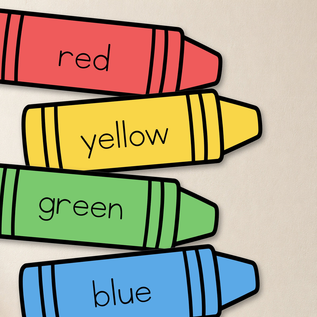 Four large colour crayon cards, Bright Classroom Decor