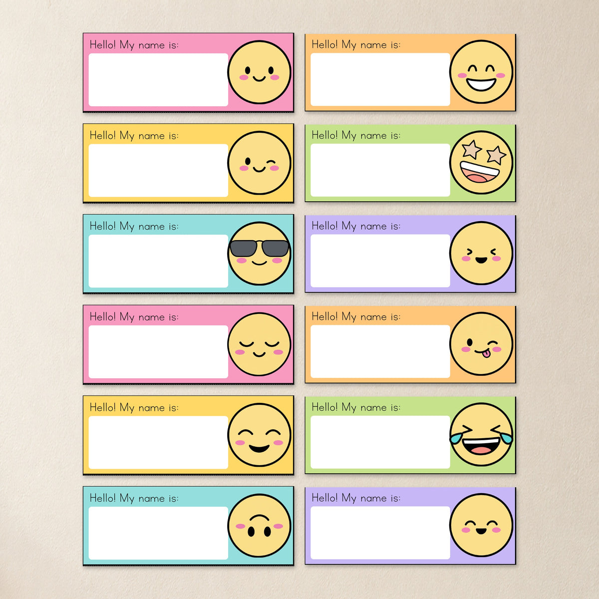Emoji desk plate design, Bright colours