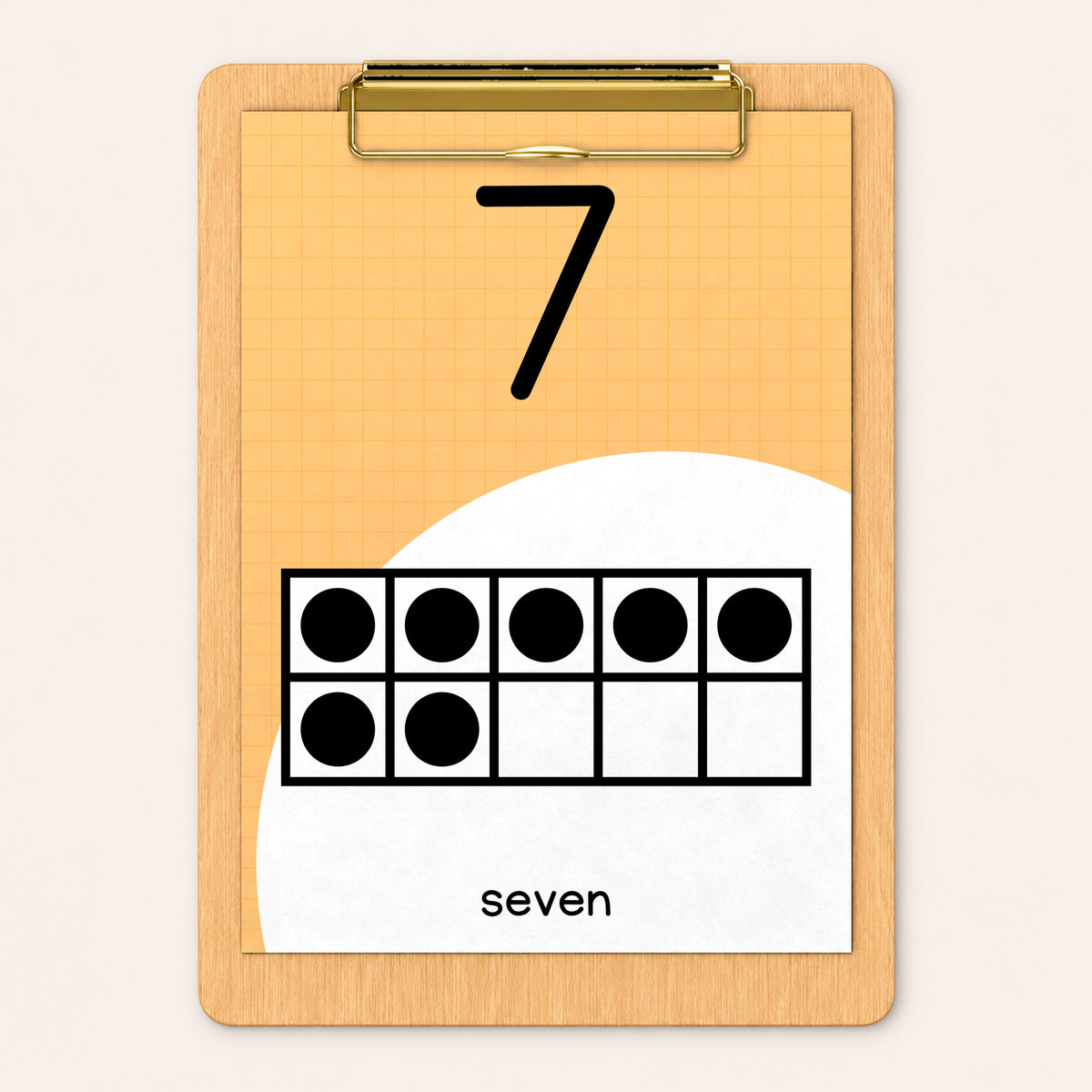 Number poster on a clipboard, Bright colours