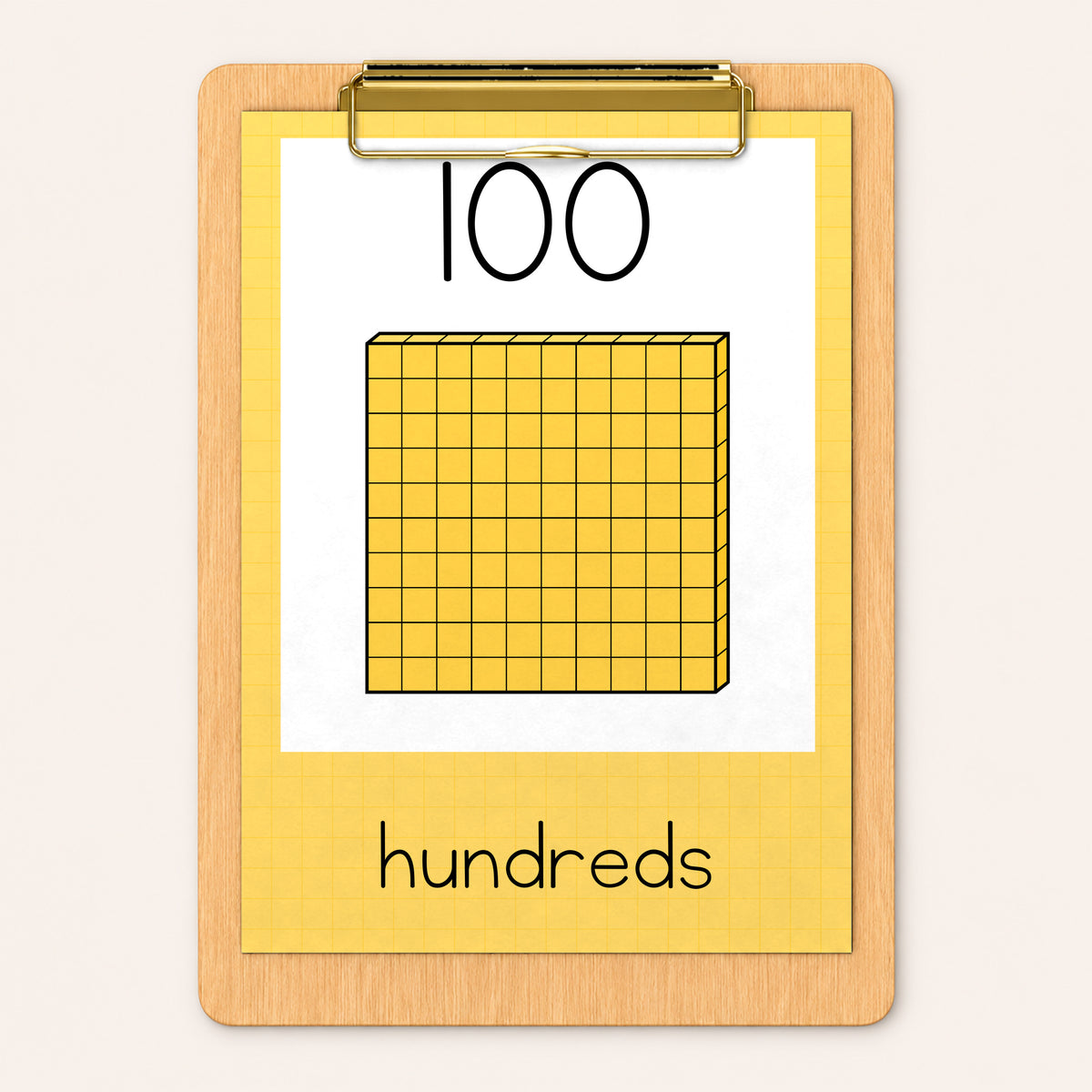 Place value page on a clipboard, Bright colours