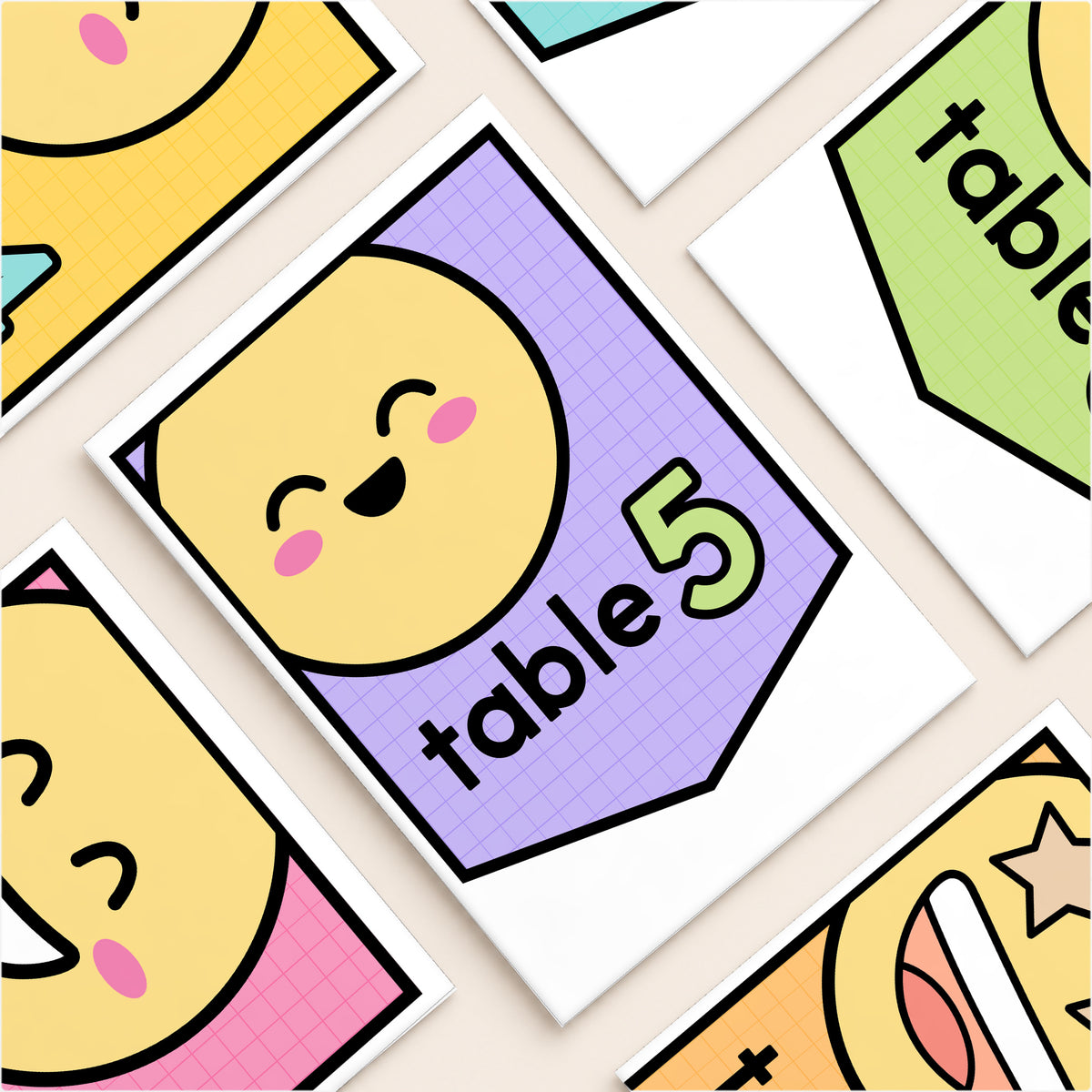 Printable table number pennant pages, Bright colours