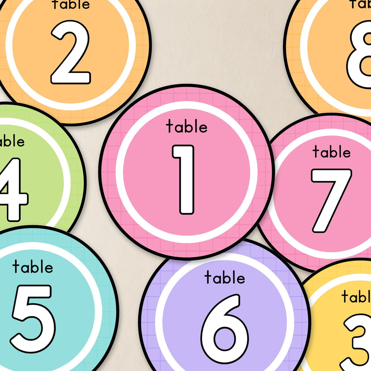 Solid table circles cut out, Bright colours