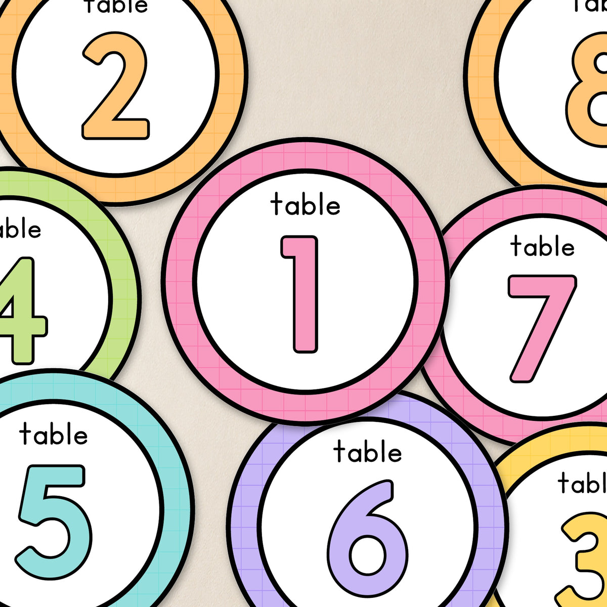 Ring-style table circles cut out, Bright colours