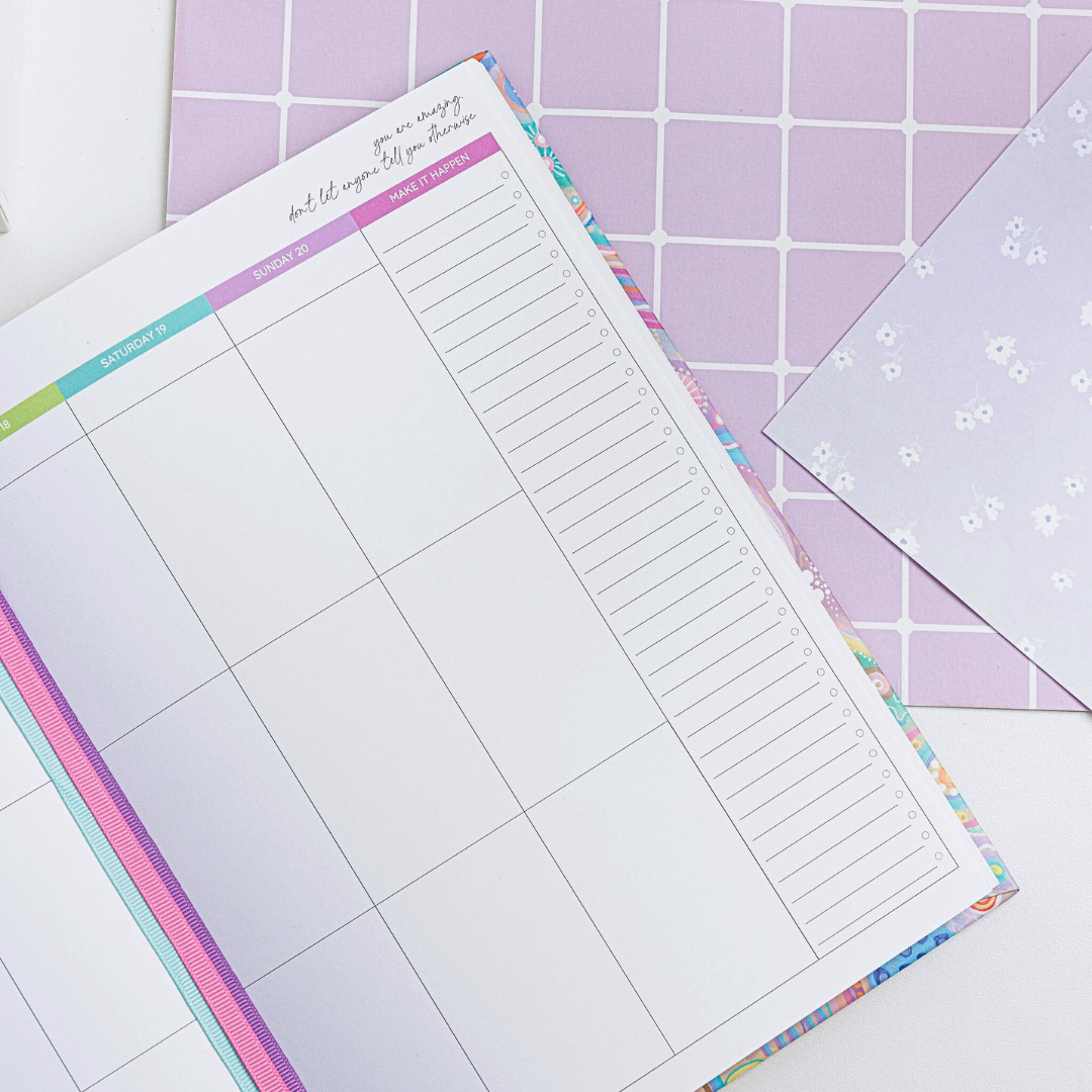 Open personal planner focused on the right page, showing half of a calendar alongside a to-do list on the side.