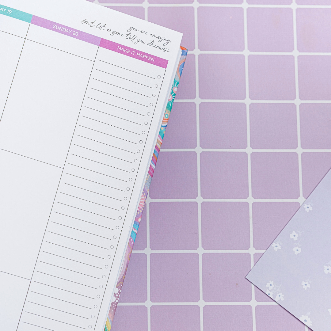 Close-up of the top right corner of the general planner, highlighting an inspirational quote at the top and part of the to-do list.