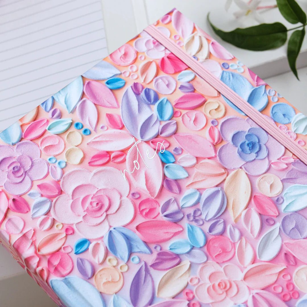 Teacher floral notebook with elastic closure, stylish teacher planner for lesson planning, notes and classroom organisation