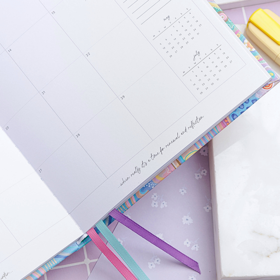 Close-up of the bottom right corner of the personal planner, showing part of the page with the to-do list and mini calendars for July and August.