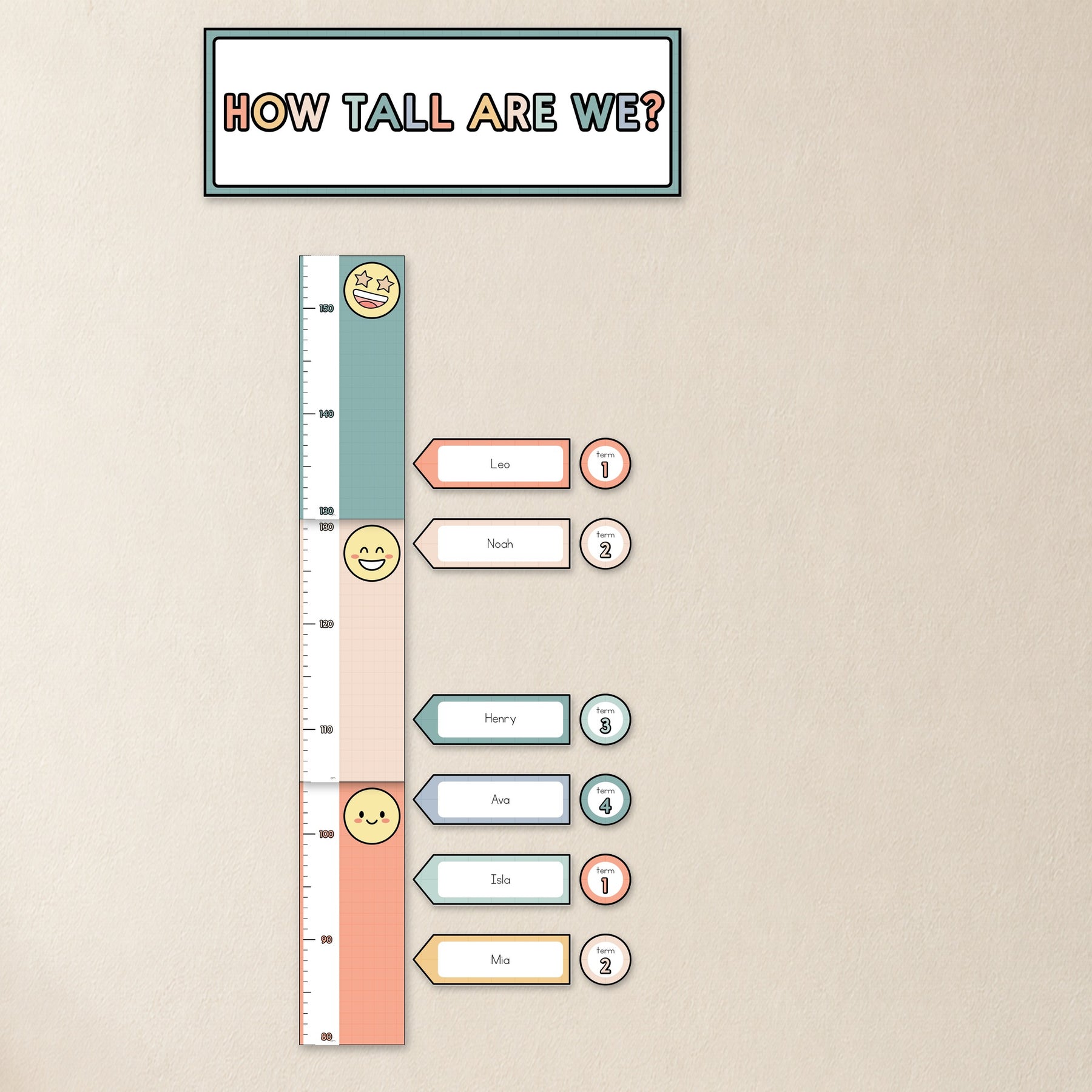 Class Height Chart & Record Cards | Coastal Classroom Decor – Mrs Edgar