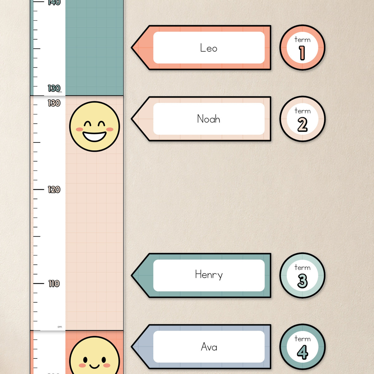 Class Height Chart & Record Cards | Coastal Classroom Decor – Mrs Edgar