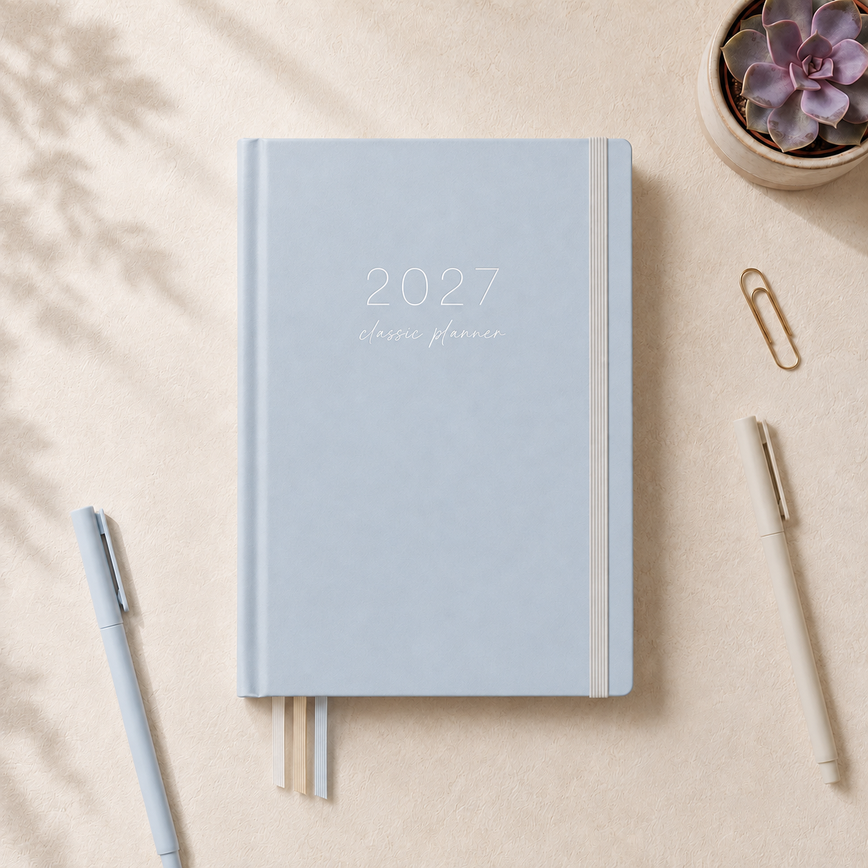 2027 Dusk Classic Weekly Teacher Planner styled lifestyle scene
